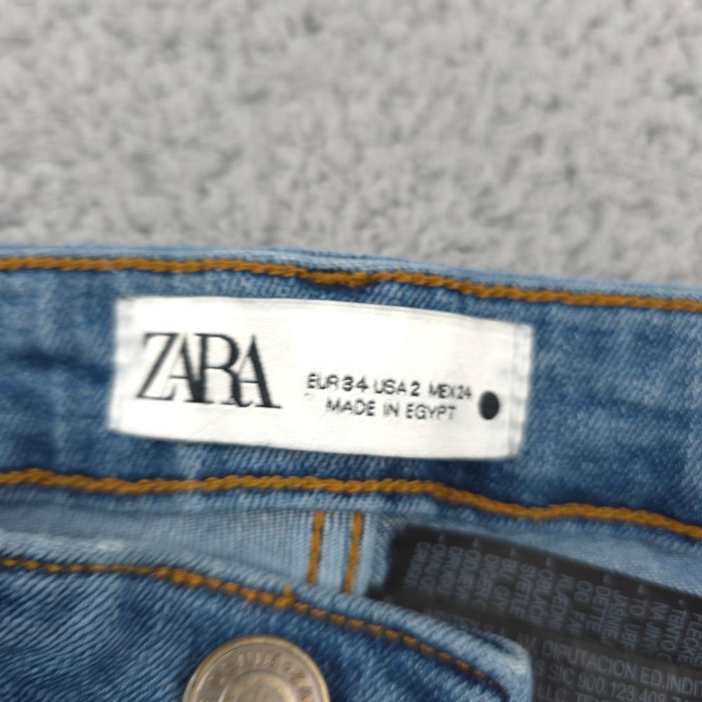 Zara‎ Womens Size 2 Light Wash Distressed Skinny Jeans Denim Casual - Picture 4 of 10